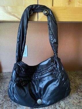 Kipling Black Quilted Nylon Shoulder Bag with Padded Strap